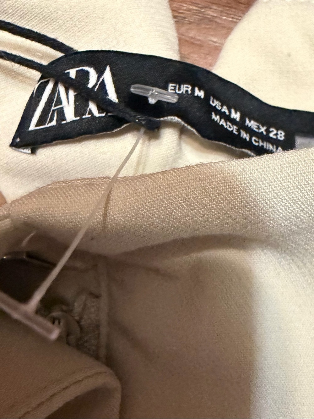 Zara High Waisted Tailored Trousers Ecru Cream Straight Leg Size M - Picture 6 of 8